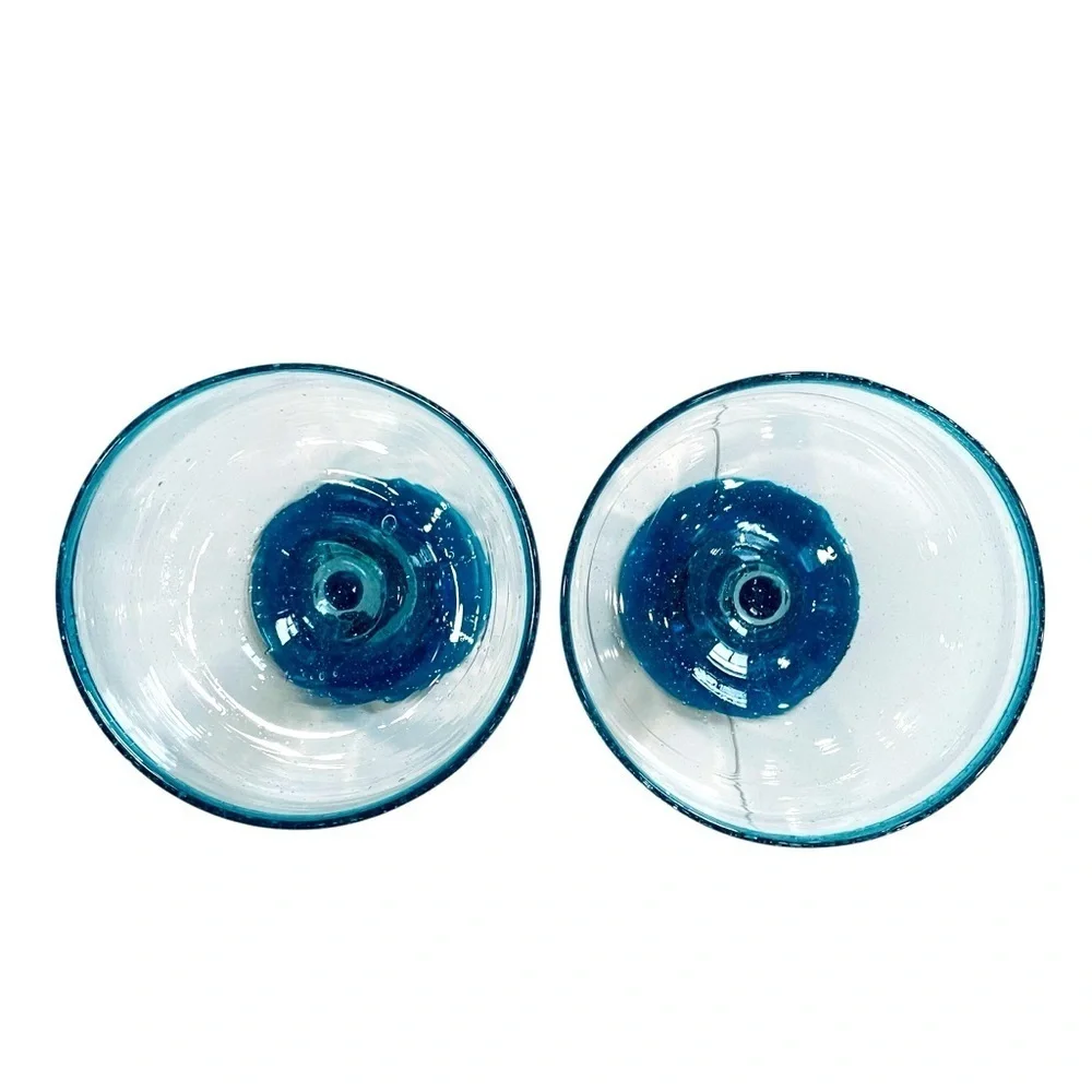 Mexican Hand Blown Glass – Set of 2 Hand Blown Margarita Glasses (16 oz)